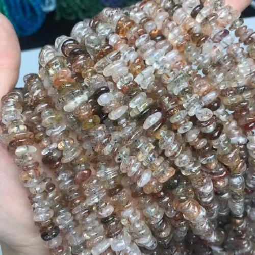 Perline ellittiche in cristallo, lucido, naturale & DIY, beads size 8-10mm, Venduto per Appross. 35-40 cm filo