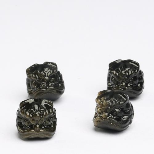 Gemstone Jewelry Karoliukai, Auksinis Obsidianas, Liūtas, Natūralus & Pasidaryk pats, 14mm, Pardavė PC