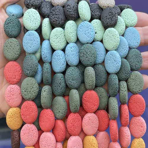 Naturliga Lava Pärlor, Flat Oval, DIY, flerfärgad, 17x13.50mm, Ca 22PC/Strand, Säljs av Strand