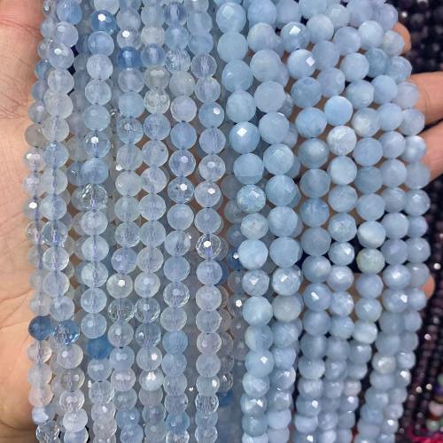Gemstone Smycken Pärlor, Akvamarin, DIY, blå, Såld Per 38 cm Strand