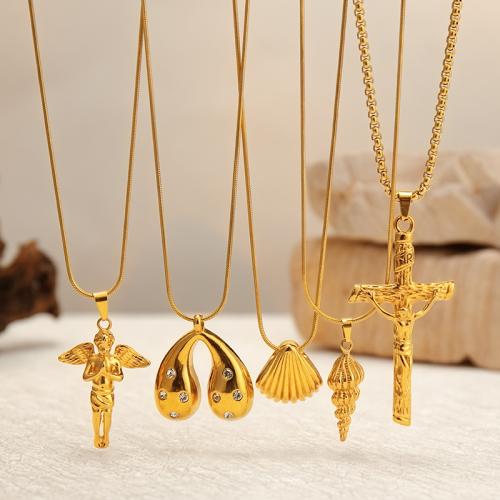 Stainless Steel smycken halsband, 304 rostfritt stål, guldfärg pläterade, mode smycken, gyllene, Säljs av PC