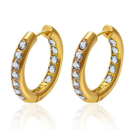 Stainless Steel Huggie Hoop Earring 304 Stainless Steel gold color plated fashion jewelry golden Sold By Pair