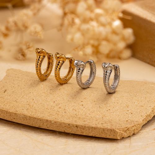 Huggie Korg Örhänge, 304 rostfritt stål, Snake, plated, mode smycken, fler färger för val, Säljs av Par