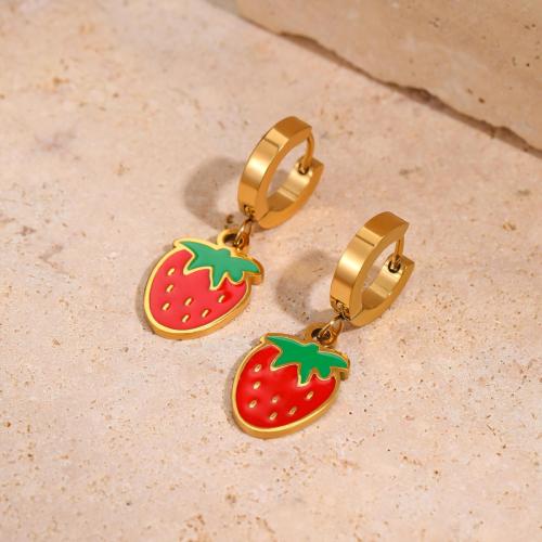 Boucle d'oreille goutte inox, Acier inoxydable 304, Placage, styles différents pour le choix & pour femme & émail, doré, Vendu par paire