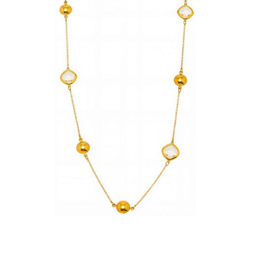 Stainless Steel smycken halsband, 304 rostfritt stål, med Glassten, 18K guldpläterad, mode smycken & för kvinna, Säljs av PC