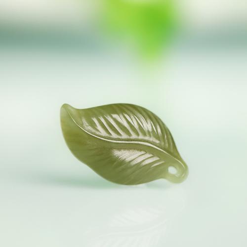 Jade Hängen, Hetian Jade, Leaf, polerad, DIY, fler färger för val, 19x10.50mm, Säljs av PC