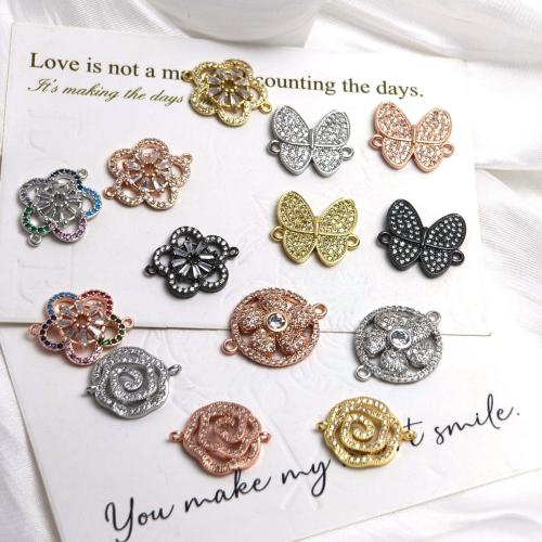 Zircon cubique Micro Pave laiton Connecteur, Placage, DIY & pavé de micro zircon, plus de couleurs à choisir, protéger l'environnement, sans nickel, plomb et cadmium, 110x70x60mm, 3PC/sac, Vendu par sac