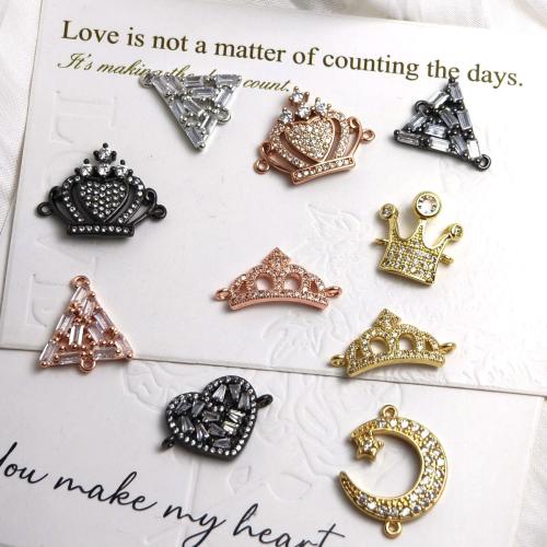 Zircon cubique Micro Pave laiton Connecteur, Placage, DIY & pavé de micro zircon, plus de couleurs à choisir, protéger l'environnement, sans nickel, plomb et cadmium, 110x70x60mm, 3PC/sac, Vendu par sac