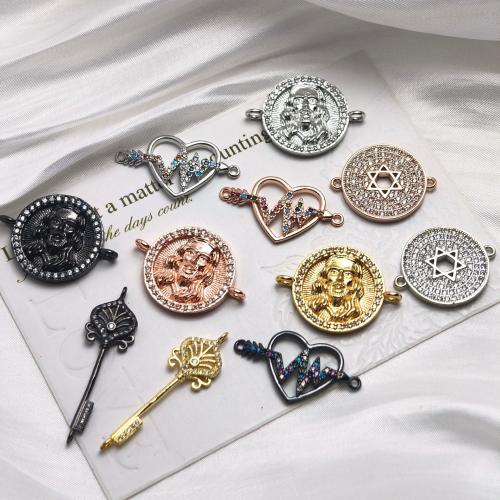 Zircon cubique Micro Pave laiton Connecteur, Placage, DIY & pavé de micro zircon, plus de couleurs à choisir, protéger l'environnement, sans nickel, plomb et cadmium, 110x70x60mm, 3PC/sac, Vendu par sac