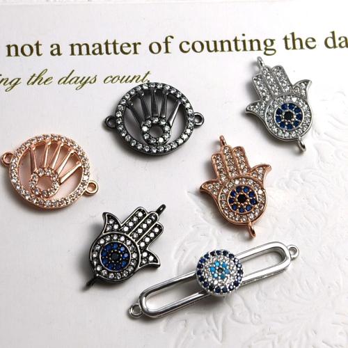 Zircon cubique Micro Pave laiton Connecteur, Placage, DIY & pavé de micro zircon, plus de couleurs à choisir, protéger l'environnement, sans nickel, plomb et cadmium, 110x70x60mm, 3PC/sac, Vendu par sac