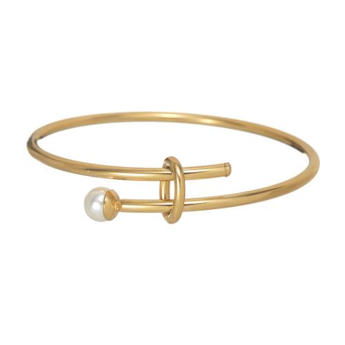 Ruostumaton teräs rannerengas, 304 Stainless Steel, kanssa Muovi Pearl, päällystetty, muoti korut & naiselle, enemmän värejä valinta, Myymät PC