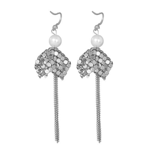 Boucle d'oreille goutte inox, Acier inoxydable 304, avec perle de plastique, Placage, bijoux de mode & pour femme, plus de couleurs à choisir, Vendu par paire