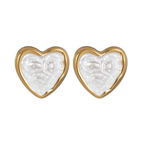 Nerezová ocel náušnice, 304 Stainless Steel, Srdce, módní šperky & pro ženy & smalt, více barev na výběr, Prodáno By Pair