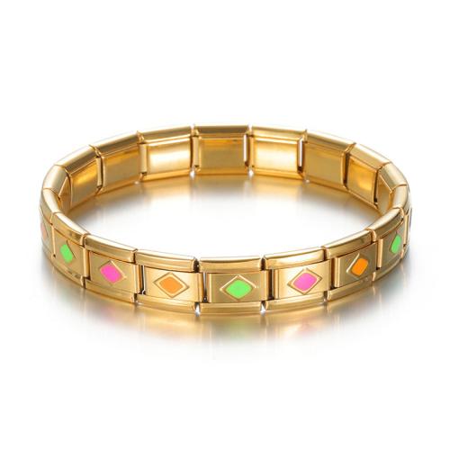 Bracciale gioielli in acciaio inossidabile, 304 acciaio inox, placcato color oro, fatto a mano & per la donna & smalto, nessuno, Inner diameter :60mm, Venduto da PC