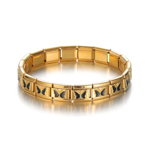 Nerezová ocel šperky náramek, 304 Stainless Steel, barva pozlacený, ruční práce & pro ženy & smalt, více barev na výběr, Prodáno By PC