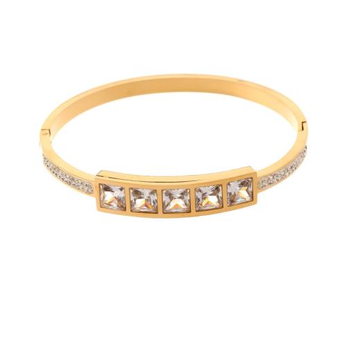 Ruostumaton teräs rannerengas, 304 Stainless Steel, päällystetty, muoti korut & naiselle & tekojalokivi, enemmän värejä valinta, Inner diameter :60mm, Myymät PC