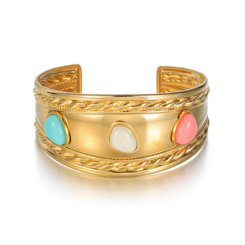 304 Stainless Steel Ranneke rannerengas, kanssa Hartsi, päällystetty, muoti korut & naiselle, kultainen, Myymät PC