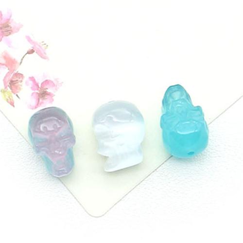 Cats Eye Smycken Pärlor, Skull, DIY, Slumpmässig färg, 12x17mm, Säljs av PC