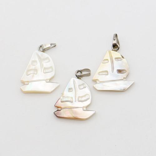 Shell Halsband, Vit Lip Shell, med Vax & Järn, Ship, mode smycken, blandade färger, 17x21mm, Säljs av PC