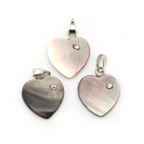 Shell Halsband, Svart + läpp + skal, med Vax & Järn, Hjärta, DIY & micro bana cubic zirconia, blandade färger, 15x18mm, Säljs av PC