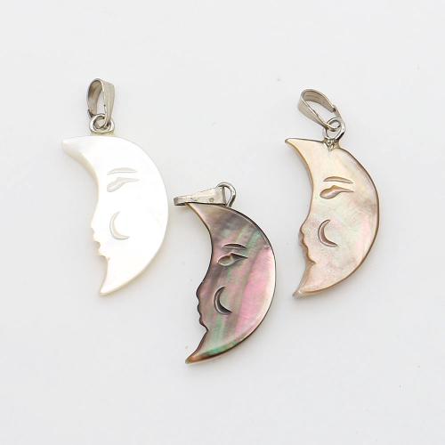 Shell Halsband, Svart + läpp + skal, med Vax & Järn, Månen, DIY, fler färger för val, 11x23mm, Säljs av PC