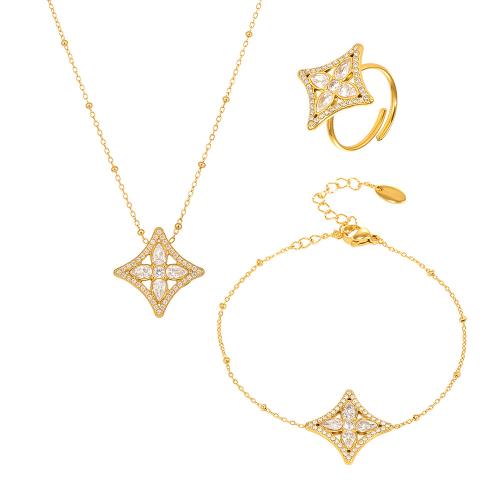 Stainless Steel smycken Ställer, 304 rostfritt stål, plated, olika stilar för val & micro bana cubic zirconia & för kvinna, Säljs av PC