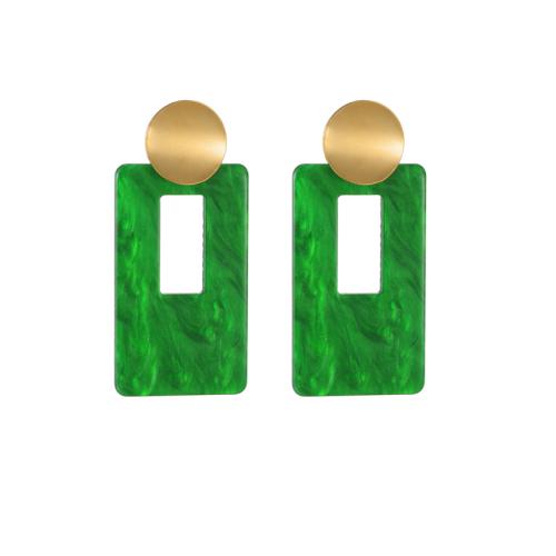 Brinco jóia acrílica, Aço inoxidável 304, with acrilico, Quadrado, banhado, joias de moda & para mulher, dourado, vendido por par