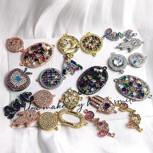 Zircon cubique Micro Pave laiton Connecteur, Placage, DIY & pavé de micro zircon & émail, plus de couleurs à choisir, protéger l'environnement, sans nickel, plomb et cadmium, 110x80x70mm, 3PC/sac, Vendu par sac