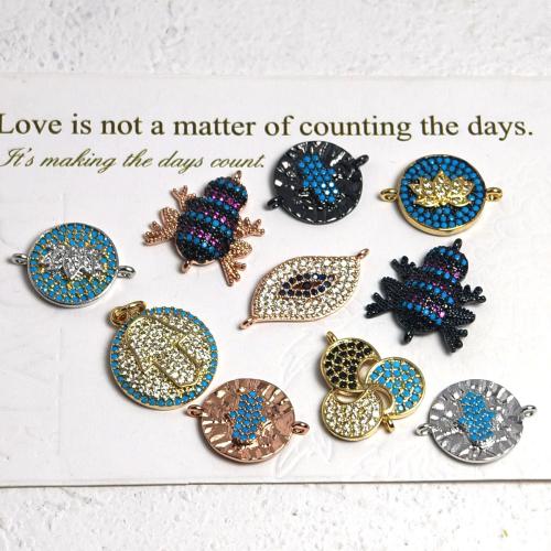 Zircon cubique Micro Pave laiton Connecteur, Placage, DIY & pavé de micro zircon, plus de couleurs à choisir, protéger l'environnement, sans nickel, plomb et cadmium, 110x80x70mm, 3PC/sac, Vendu par sac