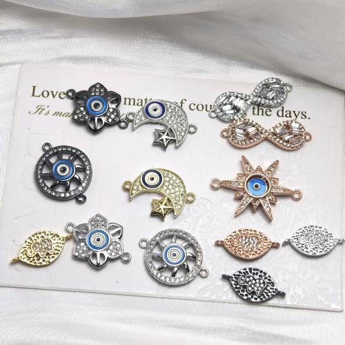 Zircon cubique Micro Pave laiton Connecteur, Placage, DIY & pavé de micro zircon, plus de couleurs à choisir, protéger l'environnement, sans nickel, plomb et cadmium, 110x70x60mm, 3PC/sac, Vendu par sac