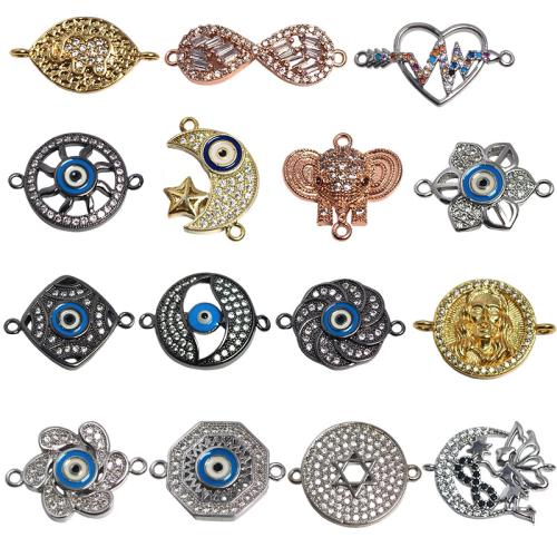 Zircon cubique Micro Pave laiton Connecteur, Placage, DIY & pavé de micro zircon, plus de couleurs à choisir, protéger l'environnement, sans nickel, plomb et cadmium, 3PC/sac, Vendu par sac