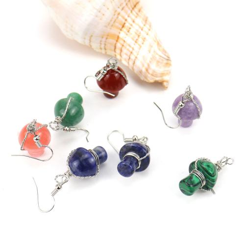 Boucles d'oreilles en pierres précieuses, pierre gemme, avec fil en laiton & alliage de zinc, fait à la main, bijoux de mode & différents matériaux pour le choix & pour femme, Vendu par paire