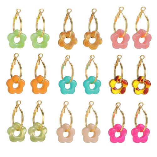 Boucle d'oreille goutte inox, Acier inoxydable 304, avec résine, Placage, bijoux de mode & pour femme & creux, plus de couleurs à choisir, Vendu par paire