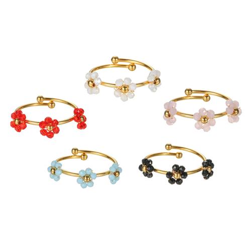 Prst prsten z nerezové oceli, 304 Stainless Steel, s Krystal, barva pozlacený, módní šperky & pro ženy, více barev na výběr, Prodáno By PC