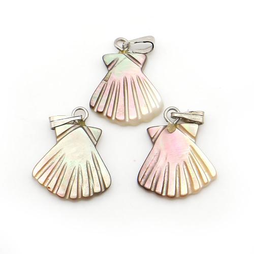 Nero-Lip-Shell pendente, with corda di cera & ferro, Conchiglia, DIY, colori misti, 14x18mm, Lunghezza 45 cm, Venduto da PC