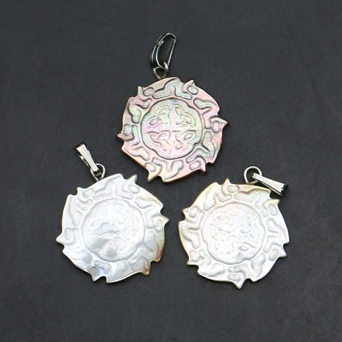 Ciondoli di conchiglia, conchiglia marina, with corda di cera & ferro, sole, DIY, nessuno, 20x23mm, Venduto da PC