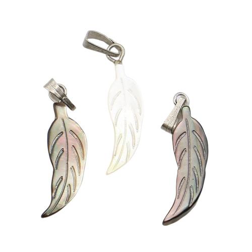 Ciondoli di conchiglia, conchiglia marina, with corda di cera & ferro, Foglia, DIY, nessuno, 7x25mm, Venduto da PC