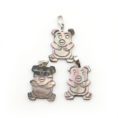 Nero-Lip-Shell pendente, with corda di cera & ferro, Orso, DIY, nessuno, 14x21mm, Venduto da PC