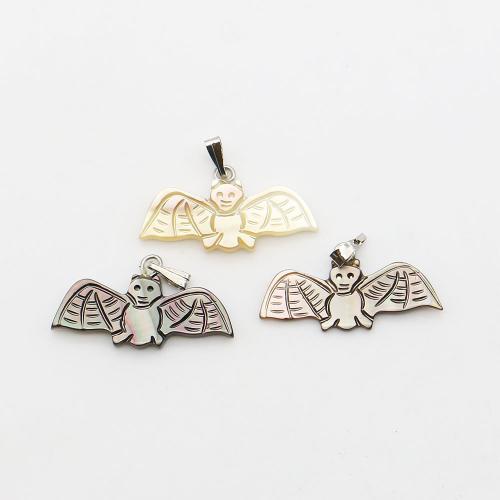 Ciondoli di conchiglia, conchiglia marina, with corda di cera & ferro, Pipistrello, DIY, nessuno, 14x26mm, Venduto da PC