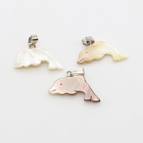 Ciondoli di conchiglia, conchiglia marina, with corda di cera & ferro, Delfino, DIY, nessuno, 12x24mm, Venduto da PC