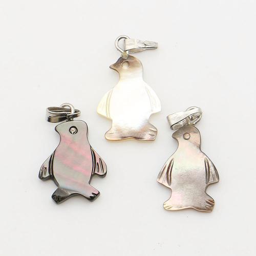 Nero-Lip-Shell pendente, with corda di cera & ferro, Pinguino, DIY, colori misti, 12x19mm, Venduto da PC