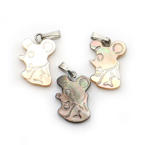 Shell Pendants Natural Seashell with Wax Cord & Iron Mouse DIY Sold By PC