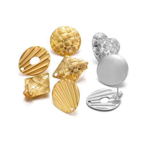 Stainless Steel naušnica post, 304 nehrđajućeg čelika, zlatna boja pozlaćen, možete DIY, više boja za izbor, 10računala/Torba, Prodano By Torba