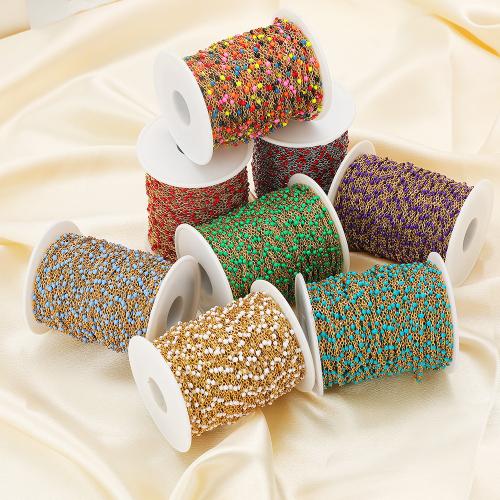 Nerezová ocel šperky řetěz, 304 Stainless Steel, barva pozlacený, DIY & smalt, více barev na výběr, 2m/Bag, Prodáno By Bag