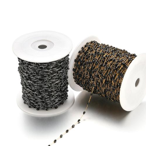 Drahokam korálkový řetěz, 304 Stainless Steel, s Krystal, barva pozlacený, DIY, více barev na výběr, Prodáno By m