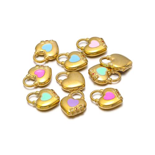 Přívěsky srdce z nerezové oceli, 304 Stainless Steel, barva pozlacený, DIY & smalt & s drahokamu, více barev na výběr, 5PC/Bag, Prodáno By Bag