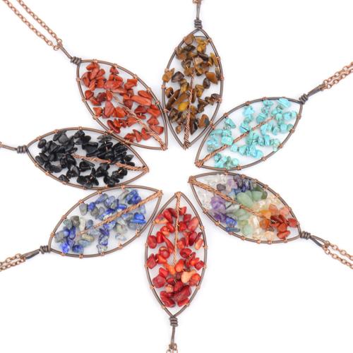 Gemstone smycken halsband, Ädelsten, med järnkedja, handgjord, olika material för val & för kvinna & ihålig, Säljs av PC