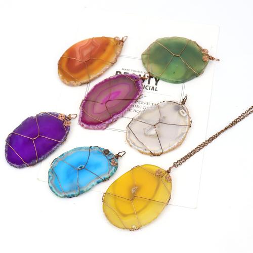 Collier bijoux de pierre gemme, Acier inoxydable 304, avec chaîne de fer, fait à la main, bijoux de mode & différents matériaux pour le choix & pour femme, couleur cuivre antique, Vendu par PC