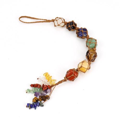 Ornements suspendus, pierre gemme, avec cordon de polyester & laiton & alliage de zinc, fait à la main, différents matériaux pour le choix & styles différents pour le choix & creux, plus de couleurs à choisir, Vendu par PC