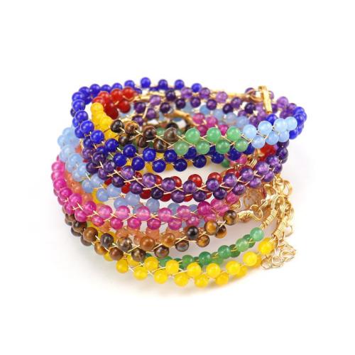 Bracelets de pierres précieuses, pierre gemme, avec laiton, fait à la main, bijoux de mode & différents matériaux pour le choix & pour femme, Vendu par PC